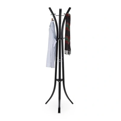 Image of Relaxdays Coat Rack “Style, Sturdy Metal Standing Garment for Jackets &amp; Coats, 175 cm, Black