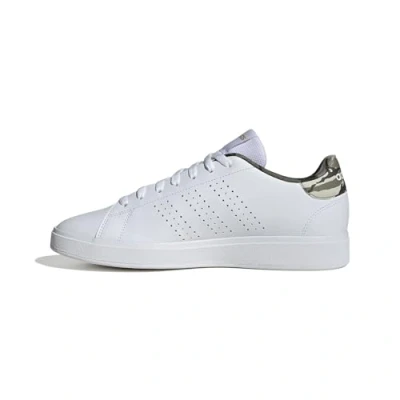 Image of adidas Men&#039;s Advantage Base 2.0 Shoes, Cloud White/Cloud White/Olive strata, 6 UK