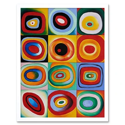 Image of Wee Blue Coo Farbstudie Quadrate By Wassily Kandinsky Art Print Framed Poster Wall Decor 12X16 Inch