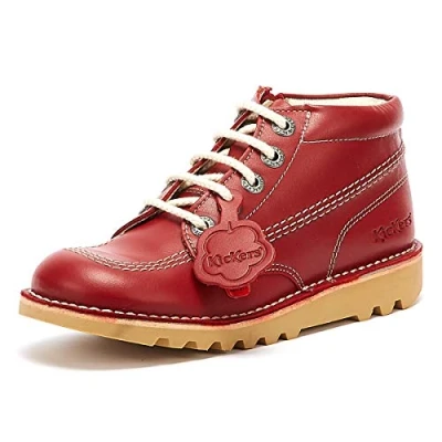 Image of Kickers Kick Hi Classic Ankle Boots with Zip Extra Comfortable Added Durability Premium Quality School Shoes, Red, 2 UK Child