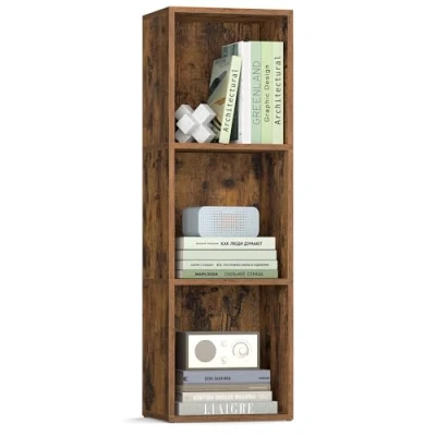 Image of VASAGLE CUSTOS Collection Bookshelf, 3 Tier Cube Bookcase, Storage Shelving Unit, Display Shelf, Open Compartments, 24 x 30 94.8 cm, Living Room, Home Office, Bedroom, Rustic Brown LBC433K01