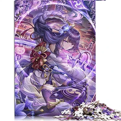 Image of for Adults 1000 Pieces Puzzle Gifts Genshin Impact Raiden Shogun Jigsaw Puzzles Kids Wooden Learning Educational Toy （Size 50x75cm）