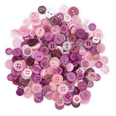 Image of celloexpress Tiny Pink &amp; Plum Mixed Sizes of Various Buttons for Sewing and Crafting (Pack 50g)