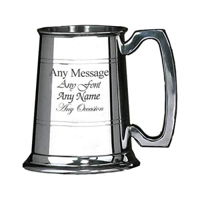 Image of Personalised Engraved 20oz Pint Pewter Tankard, Any Message Engraved, Perfect for Occasion