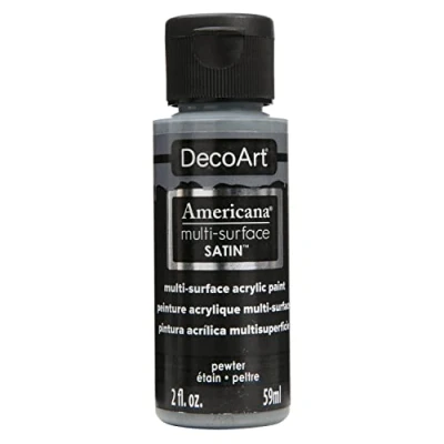 Image of DecoArt Americana Multi Surface Satin Bottle Paint, Acrylic, Pewter, 3 x 7 cm (Pack of 1)