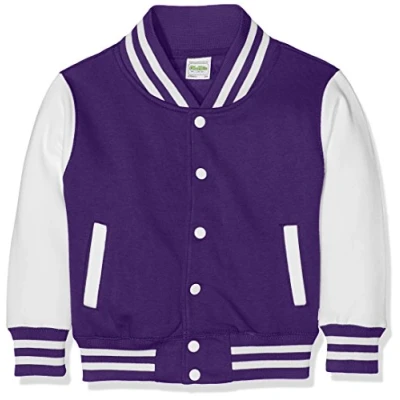 Image of AWDis Boy&#039;s Kids Varsity regular Jacket, Multicoloured (Purple/White), Size 12 13 (Manufcturer X Large)