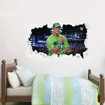Image of WWE Wall Decal John Cena Smashed Vinyl Sticker Kids Mural Art Wrestling (120cm)