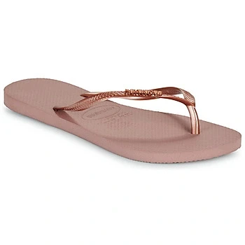 Image of Havaianas SLIM LOGO METALLIC women&#039;s Flip flops / Sandals (Shoes) in Pink