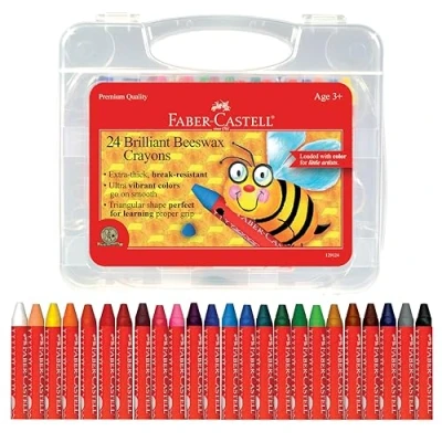 Image of Faber Castell Beeswax Crayons in Durable Storage Case, 24 Vibrant Colors