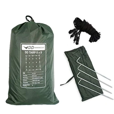 Image of DD Hammocks Tarp 5x5: Extra Large Fully Weatherproof Tarpaulin For Forest School And Bushcraft Group Camping
