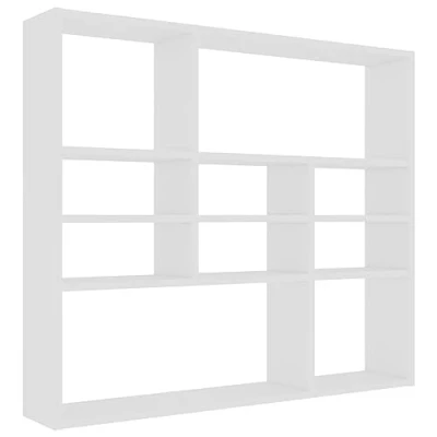 Image of vidaXL Wall Mounted Shelf Modern White Engineered Wood Display with 10 Open Compartments for Living Room, Bedroom, Office