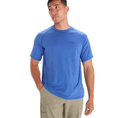 Image of Marmot Men&#039;s Windridge SS, Breathable Functional Shirt, Short Sleeved Sports Quick Drying Fitness Trail Blue, M