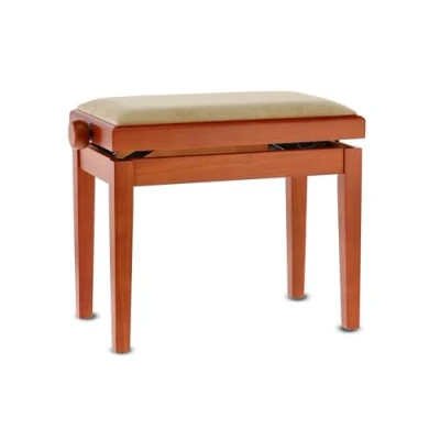 Image of GEWA piano bench Deluxe, solid wood, height adjustable cherry matt