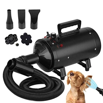 Image of ZanGe Dog Hair Dryer 2800W Variable Speed Cat Pet Grooming Hairdryer Motorbike Motor Heater Blaster Fur Blower with 2 Gear Temperature Flexible Hose and 3 Nozzles Black