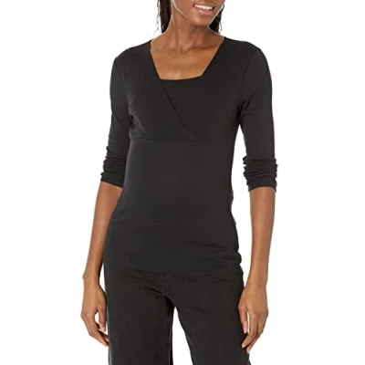 Image of Amazon Essentials Women&#039;s Maternity V Neck Nursing Top, Black, XL