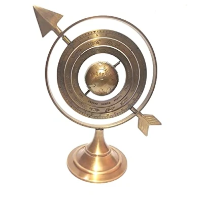 Image of Vimal Nautical Brown Antique Globe Armillary Showpiece, Brass Sphere Decor, Decor 8 Inch Approx.