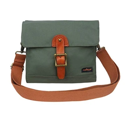 Image of TOURBON Canvas Cycling Bike Handlebar Bag Bicycle Shoulder Storage Bags (Green)