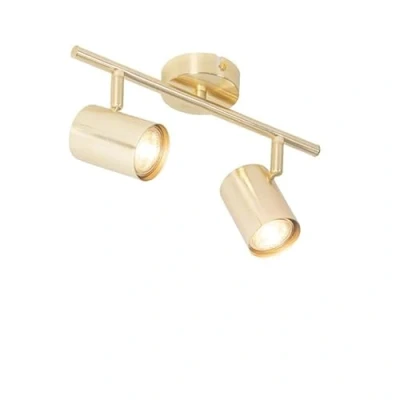 Image of Qazqa Modern Ceiling Lamp I Flush Light Brass 2 Adjustable Jeana Suitable for LED GU10 Way Steel Surface Mounted spotway Living Room