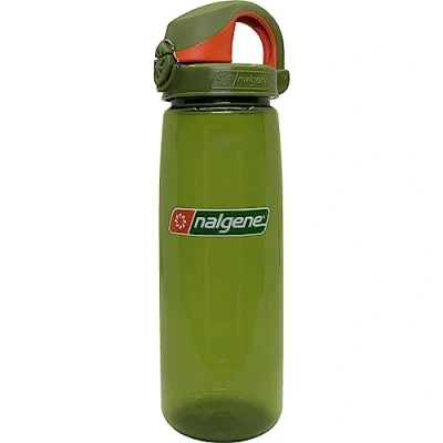 Image of Nalgene Sustain Tritan BPA Free On The Fly Water Bottle Made with Material Derived from 50% Plastic Waste, 24 OZ, Juniper Orange