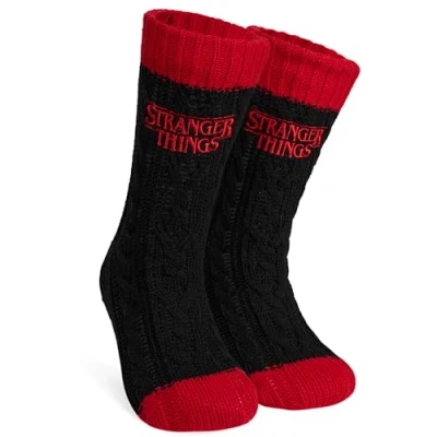 Image of Stranger Things Fluffy Socks for Women and Teenagers Soft Warm Slipper Non Slip One Size Gifts (Black)