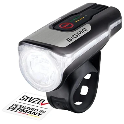 Image of SIGMA SPORT Aura 80, LED Bike Light, 80 Lux, StVZO Approved, Battery Powered Front Black