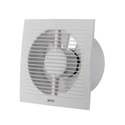 Image of EUROPLAST Diameter 150mm Bathroom Extractor Fan with Timer and Humidistat 6 inch White Kitchen, Bathroom, Garage Axial Ventilation Wall Mounted Square