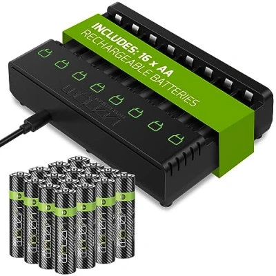 Image of Venom Rechargeable Battery Charging Dock plus 16 x AA 2100mAh Batteries