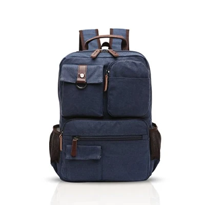 Image of FANDARE Retro Men&#039;s Business Laptop Bag Student Multi Pocket Rucksack Outdoor Travel Daypack Breathable Canvas, Blue, L, Leisure Backpack