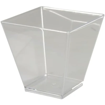 Image of ABENA Gastro Square Plastic Dessert Pots Pack of 50 120ml Cups Bowls for Parties Nibble Jelly Cheesecake Grazing Table Accessories