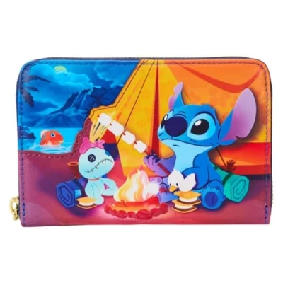 Image of Loungefly Disney Stitch Camping Cuties Zip Around Wallet, Multicolor,
