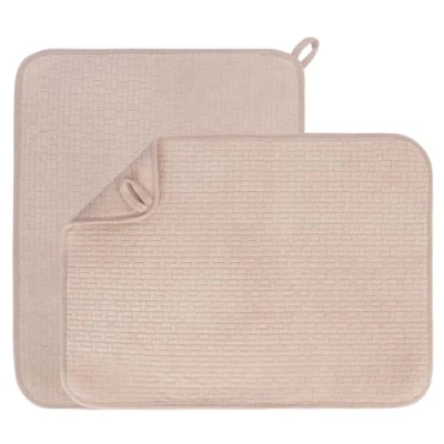 Image of Niuoppy 2Pcs Dish Drying Mat, 38x50cm Highly Absorbent Draining Board Mats, Non Slip Washable Kitchen Counter Insulated Placemat, Microfiber Drainer Mat (Coffee, 38x50 cm)