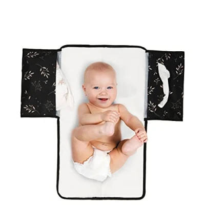 Image of Dooky Changing Mat for On The Go 60 x 34 cm Romantic Leaves Black Baby Mat, Bag Easy Washable 40% Polyester 30% Foam Peva