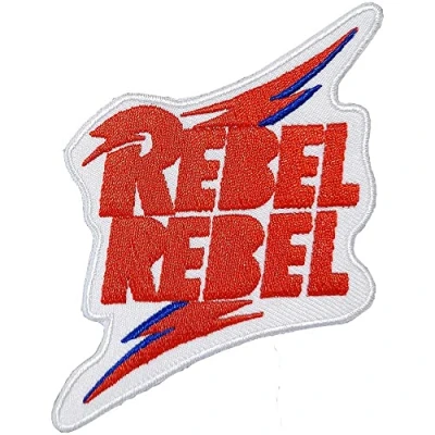 Image of David Bowie Rebel Iron On Patch (One Size) (White/Red)