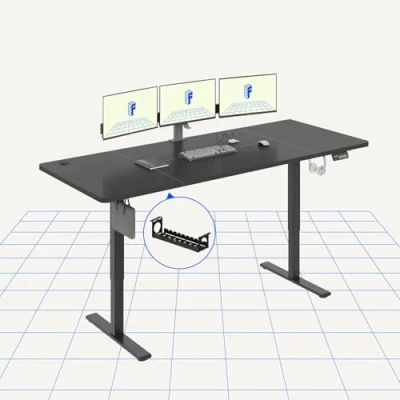 Image of FLEXISPOT Electric Standing Desk 200x80cm Sit Stand Table Height Adjustable with Hook for Home Office, Black