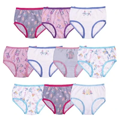 Image of Peppa Pig Girls&#039; 100% Combed Cotton Underwear in Sizes 2/3t, 4t, 4, 6 and 8 Briefs, 10 Pack, 2 3 Years