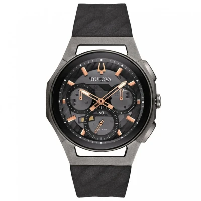 Image of Bulova Men&#039;s Chronograph Quartz Watch with Rubber Strap 97A162