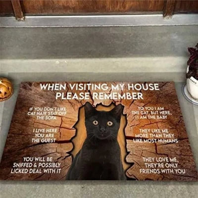 Image of Door Mat When Visiting My House Please Remember Black Cat Welcome Non Slip Mats Funny Doormat Decor for Bathroom Kitchen Front Porch Rugs Home Entrance 24X16 Inch