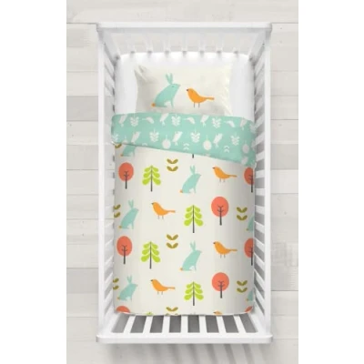 Image of Dreams &amp; Drapes Cosatto: 100% Cotton Cot Duvet Cover and Pillowcase Set (I Spy Duck Egg), 90_x_120_cm