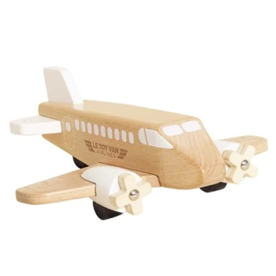 Image of Le Toy Van Wooden Plane Timeless Childs Play with Spinning Propellers Suitable for Ages 3+ years