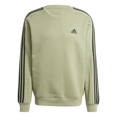 Image of adidas Men&#039;s Essentials Fleece 3 Stripes Sweatshirt, tent green, S