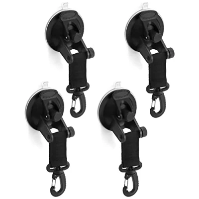Image of QWORK® 4PCS Suction Cup Attachment With D Ring, Heavy Duty Anchor, For Camping Car Van Truck Boat And Home