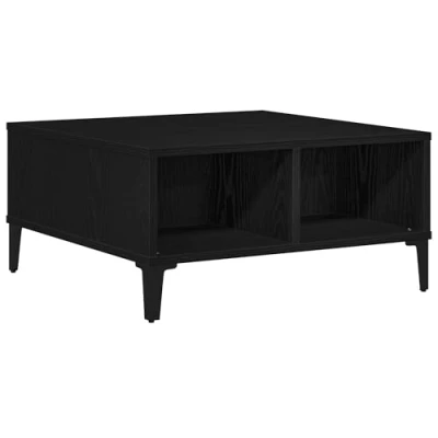 Image of vidaXL coffee table black oak veneer square 80cm x engineered wood living room, lounge area