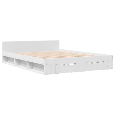 Image of vidaXL Bed Frame with Drawers without Mattress White 160x200 cm