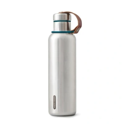 Image of BLACK+BLUM Water Bottle Stainless Steel Thermal Insulated Leak Proof Travel Thermo Flask with Wide Spout and Stylish Vegan Leather Carry Loop Keeps Hot for 12hrs, Cold 24hrs, Ocean 7500ml