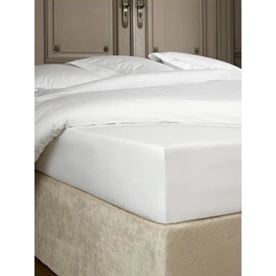 Image of De Witte Lietaer Bumblebee Luxury Percale Cotton Fitted Sheet, Cotton, white, 180 x 200 40 cm