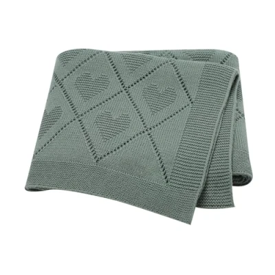 Image of Hadetoto Baby Blanket 100% Cotton Cellular Dark Green