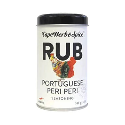 Image of Cape Herb &amp; Spice Rub Portuguese Peri Seasoning Condiment, Chilli Rating Medium, 100 g Tin (Pack of 1)