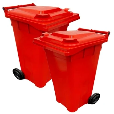 Image of STAR SUPPLIES 240 Litre Large Red Outdoor Household Trash Rubbish Recycling Standard Size Wheelie Bin With Lid &amp; Wheels