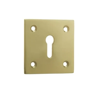Image of Square Keyhole Cover Escutcheon Std 50mm x in Polished Brass Finish by Euroart