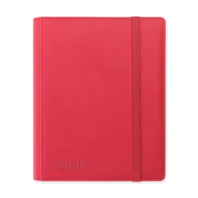 Image of Vault X 9 Pocket Trading Card Strap Binder, 360 Cards, Premium Exo Tec Album Material, 20 Side Loading Pages, Folder for Collectible Games, Sports, TCG (Red)